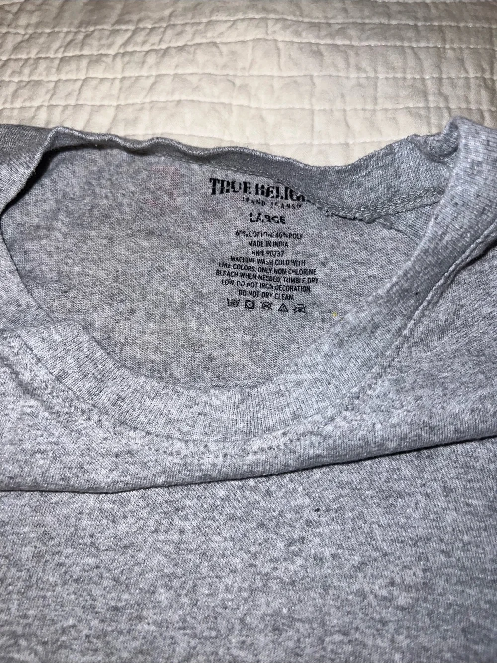 True Religion Heather Gray Tee with Red Logo - Picture 3 of 5
